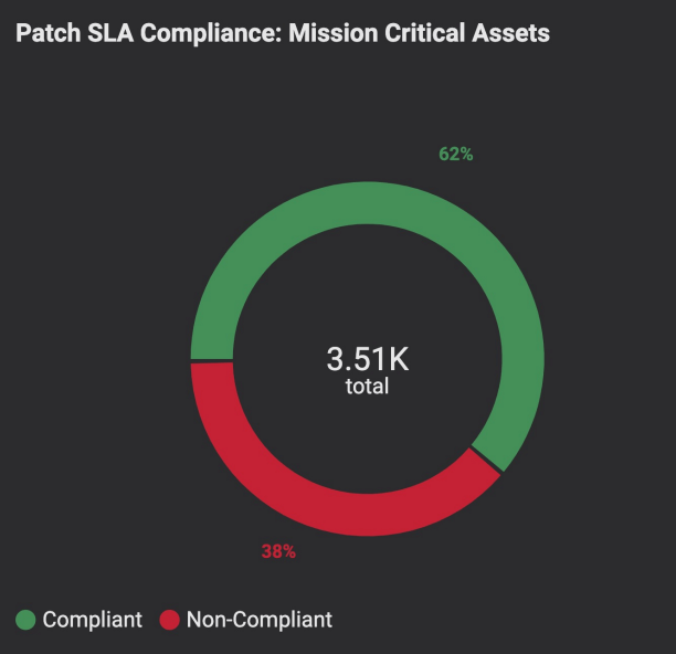 Patch SLA compliance chart for mission critical assets